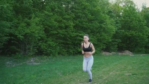 Chica corriendo por el campo — Vídeos de Stock
