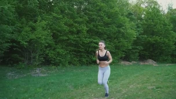 Fille courir autour dans la campagne — Video