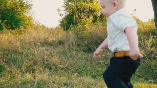 Niño en la naturaleza — Vídeo de stock