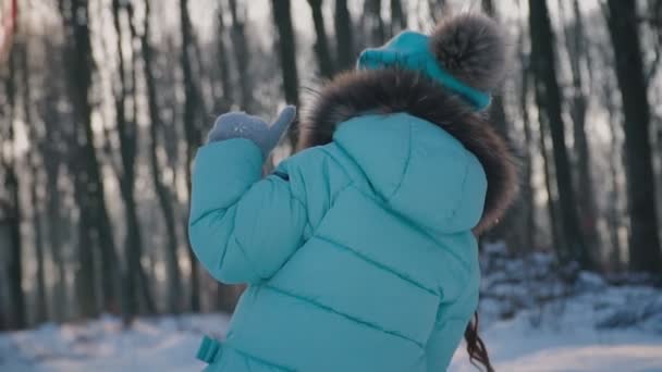 Das Mädchen zieht den Schlitten — Stockvideo