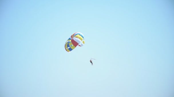 Uomo vola con il paracadute — Video Stock