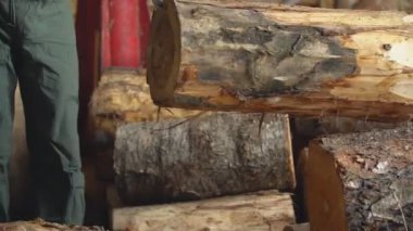 carrying round logs for processing