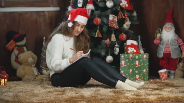 Ragazza scrive una lettera a Babbo Natale — Video Stock