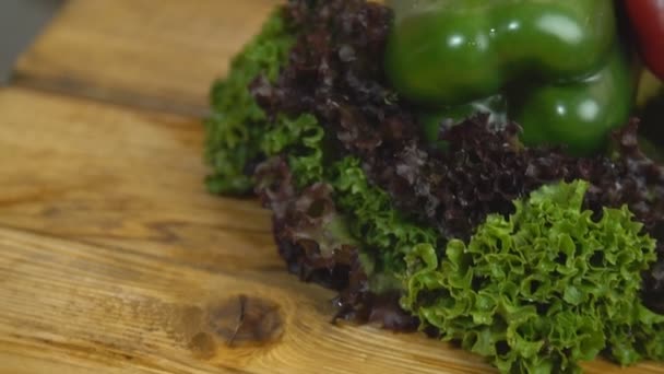 Knoflook, tomaten, pepers en kool — Stockvideo