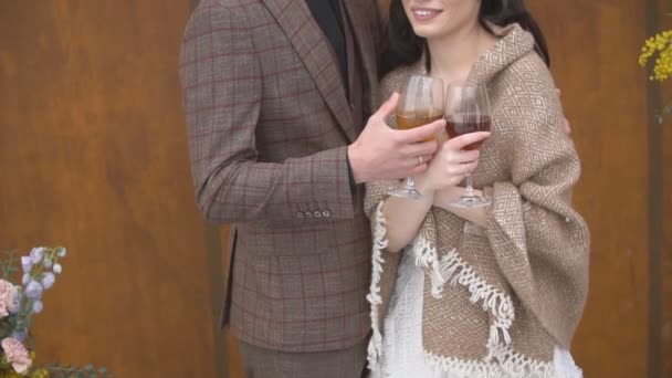 Couple avec verres de vin — Video