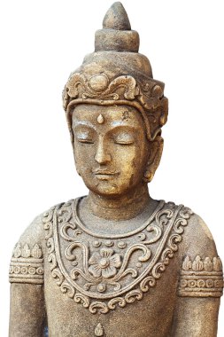 Beyaz bir arka plan üzerinde Buda heykeli