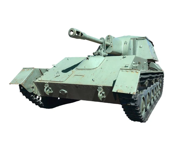 흰색 바탕에 잘라 군사 장비 탱크. — 스톡 사진