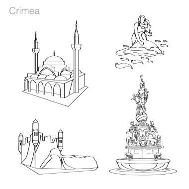 Kırım yerler. Simgeler kümesi. Çizim vektör çizim