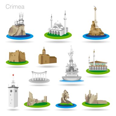 Renk Crimea simgeler kümesi. Çizim vektör çizim