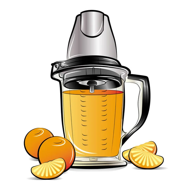 Desenho de cor misturador de cozinha com suco de laranja —  Vetores de Stock