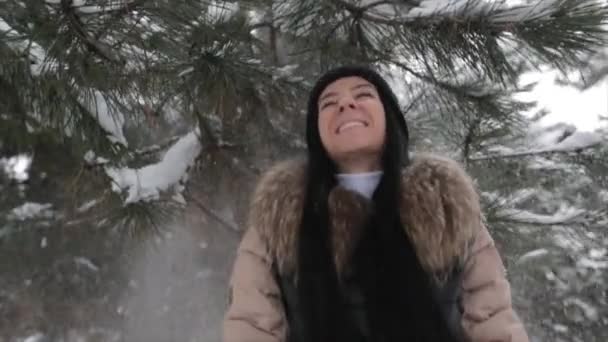 Girl Playing With Snow — Stock Video