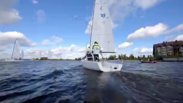 Парусні човни навігації під час Regatta фаст — стокове відео