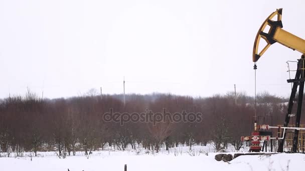 De olieproductie In de Winter. Oliepompen werken niet — Stockvideo