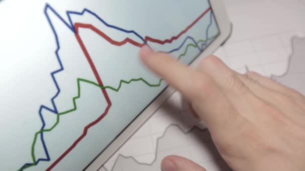 Diagramme graphique sur ordinateur à écran tactile — Video