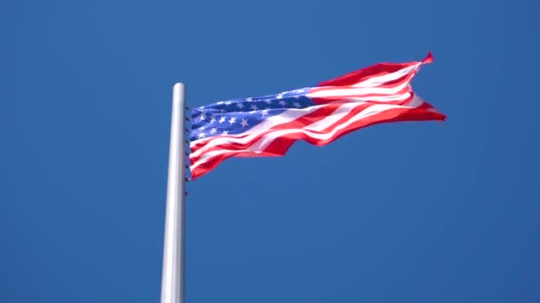 Amerikanische Flagge Weht Zeitlupe — Stockvideo