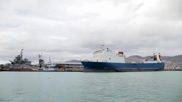 Puerto de carga. Mar Negro. Novorossiysk Rusia — Vídeos de Stock