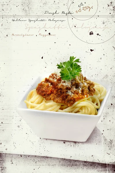 Grunge Spaghetti Bolognese — Zdjęcie stockowe