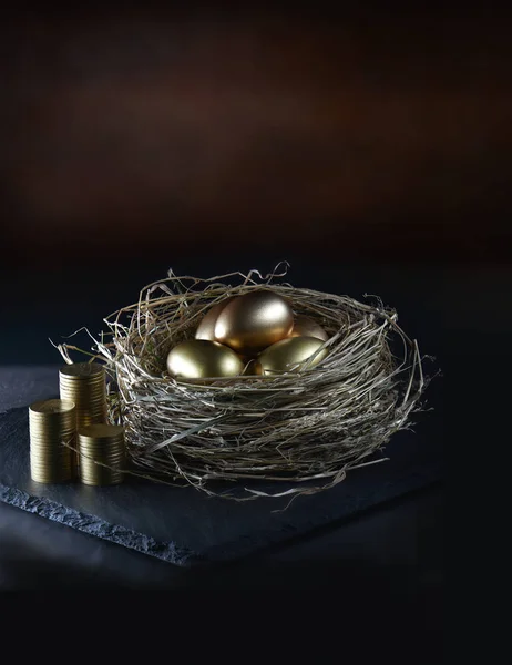 Gold Pension Nest — Stock Photo, Image