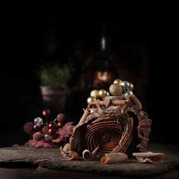 Chocolate Yule Log — Stock Photo, Image