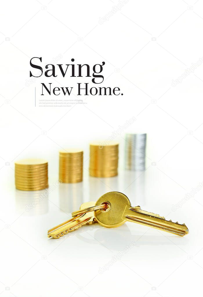 New and unique concept image for saving for a new home or real estate. Differential focus and copy space.