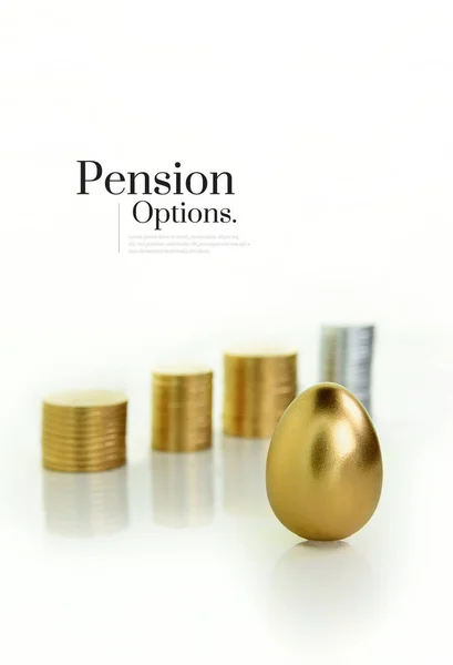 Egyedi Eredeti Modern Kép Nyugdíjlehetőségekről Nyugdíjmegtakarításokról Lövés Ellen Egy Fehér — Stock Fotó