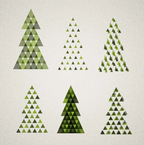 Christmas green trees made from triangles — Stock Vector