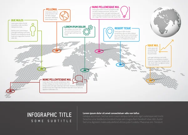 Mapa con marcas de puntero e iconos — Vector de stock