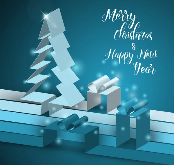Joyeux Noël carte avec arbre — Image vectorielle