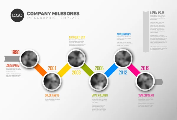 Modelo de linha do tempo infográfico com fotos — Vetor de Stock