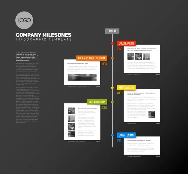 Plantilla de informe de cronología infográfica — Archivo Imágenes Vectoriales