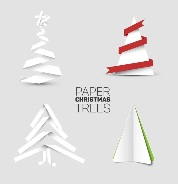 Christmas trees made from white paper — Stock Vector