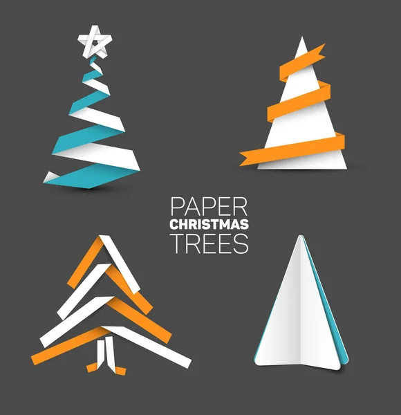 Pohon Natal yang terbuat dari kertas putih - Stok Vektor