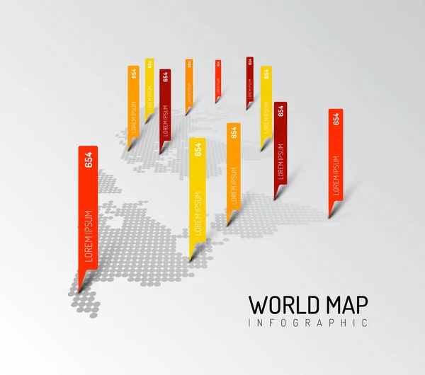 Leichte Weltkarte Infografik-Vorlage — Stockvektor