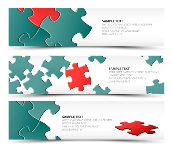 Ensemble de bannières horizontales puzzle — Image vectorielle