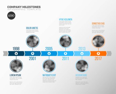 Infographic şirket kilometre taşları zaman çizelgesi şablonu