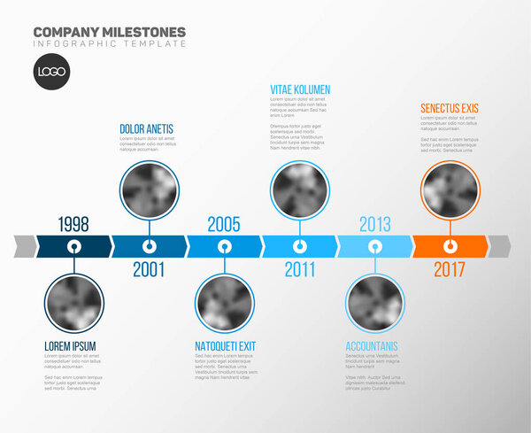 Шаблон этапов развития инфографической компании
