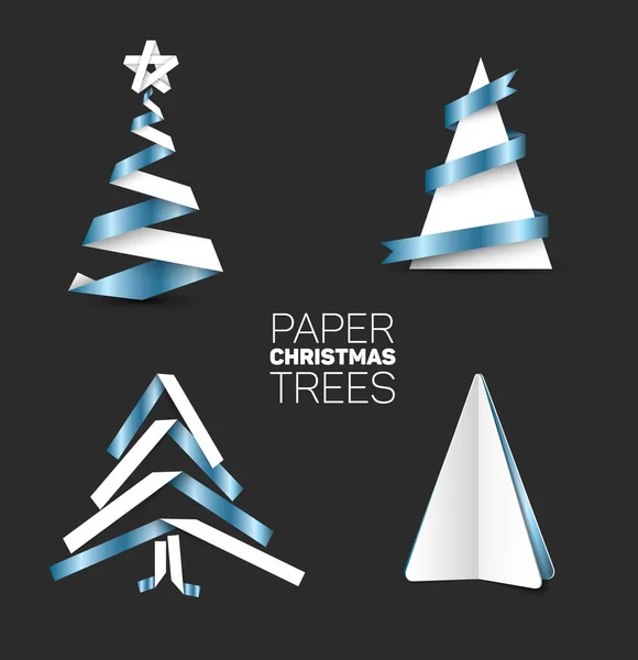 Set aus verschiedenen Papier-Weihnachtsbäumen — Stockvektor