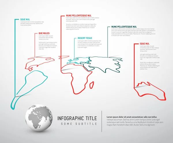 Modello di infografica mappa del mondo — Vettoriale Stock