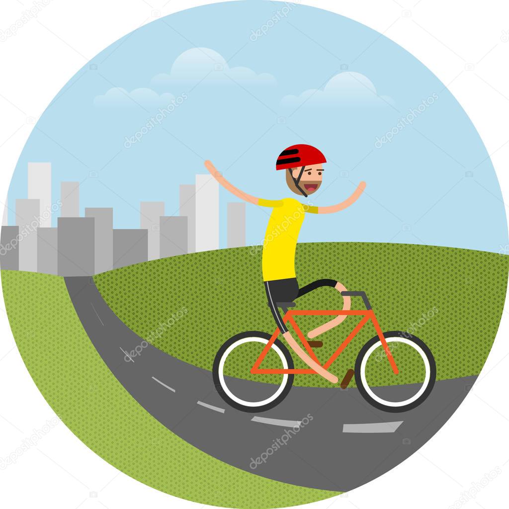 illustration of biker riding bicycle 