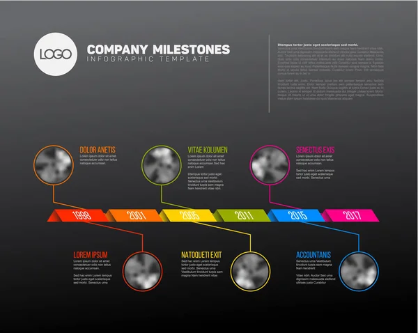 Infografía Plantilla de línea de tiempo con fotos — Archivo Imágenes Vectoriales