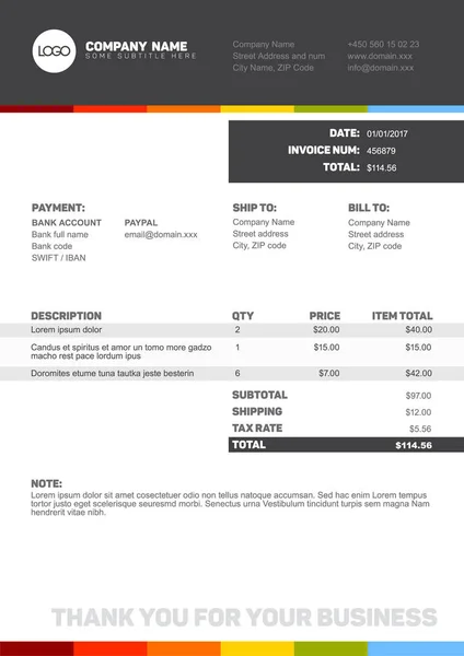 Minimalist invoice template — Stock Vector