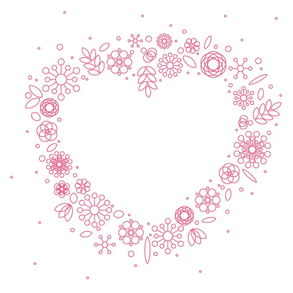 Marco de corazón de fondo floral minimalista — Vector de stock