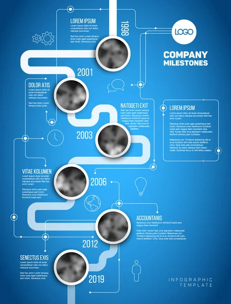 Infographic társaság mérföldkövei időskála sablon — Stock Vector