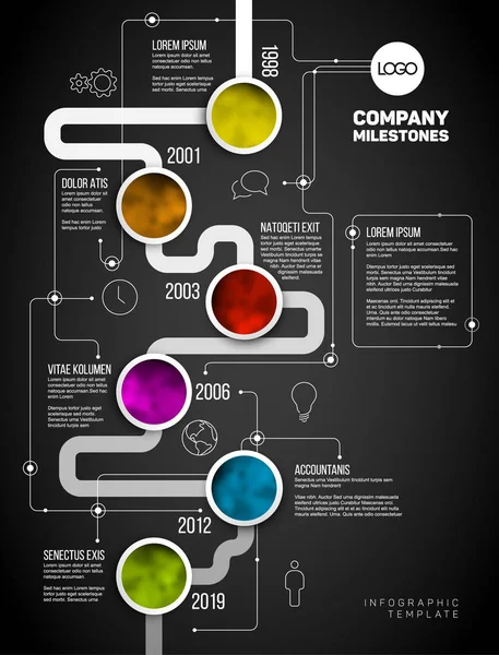 Plantilla de línea de tiempo de hitos de la empresa — Archivo Imágenes Vectoriales