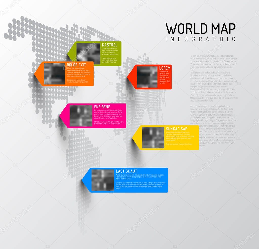 World map template with pointers