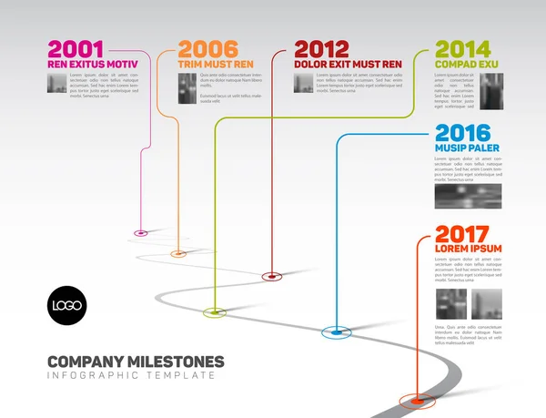 Infographic Company Milestones Timeline Template — Stock Vector