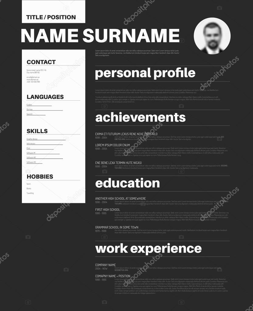 black and white cv template 