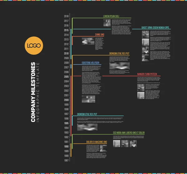 Infographic multi tidslinje rapportmall — Stock vektor