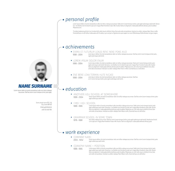 Linha do tempo minimalista cv — Vetor de Stock