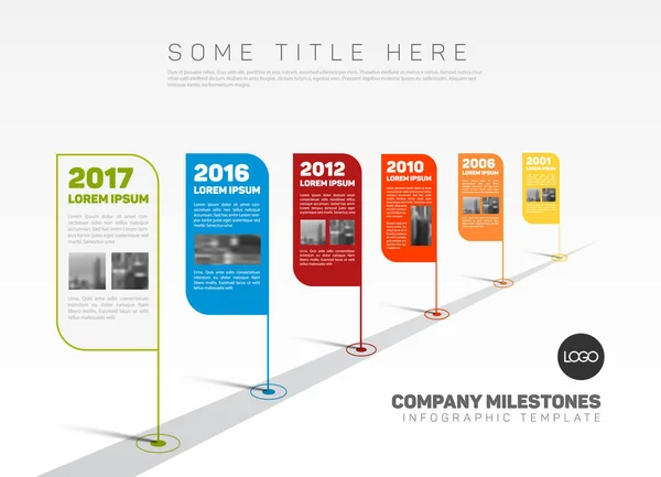 Modelo de linha do tempo de marcos da empresa infográfica — Vetor de Stock